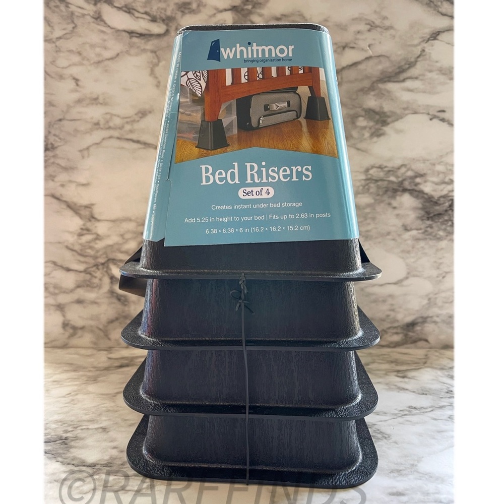 SOLD Whitmor Bed Risers Set Of 4 Creates Instant Storage Under The Bed, NEW